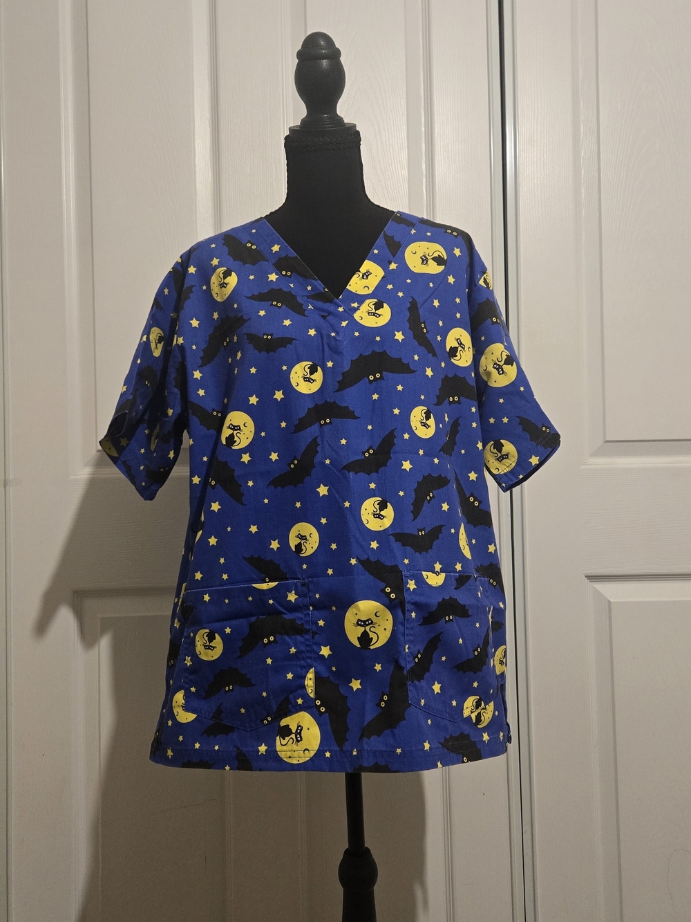 Kids Blue Halloween Bat & Moon Print Top